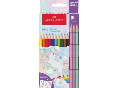Creioane colorate hexagonale unicorni Faber-Castell 10 + 3 culori /set foto