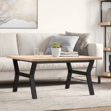 VidaXL Masă de cafea, cadru Y, 90x90x45,5 cm, lemn masiv pin și Oţel