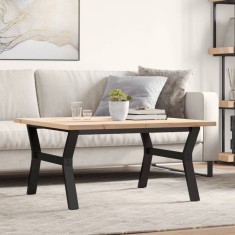 vidaXL Masă de cafea, cadru Y, 90x90x45,5 cm, lemn masiv pin și Oţel 3282775
