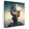 Tablou femeie cu peisaj munte, albastru 1643 Tablou canvas pe panza CU RAMA 60x60 cm