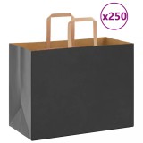 Pungi Hartie Gossi Negre cu Manere, 32x17x25 cm, 250 buc, Kraft, Transport Cadouri/Cumparaturi