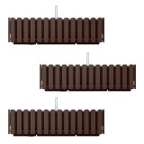 Set 3 jardiniere decorative cu suport metalic, sistem irigare,​​​​​​​ maro, 58x18x16.2 cm, Boardee Fencycase W