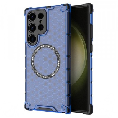 Husa MagSafe pentru Samsung Galaxy S24 Ultra S928, Techsuit, HoneyComb Shield, Albastra foto
