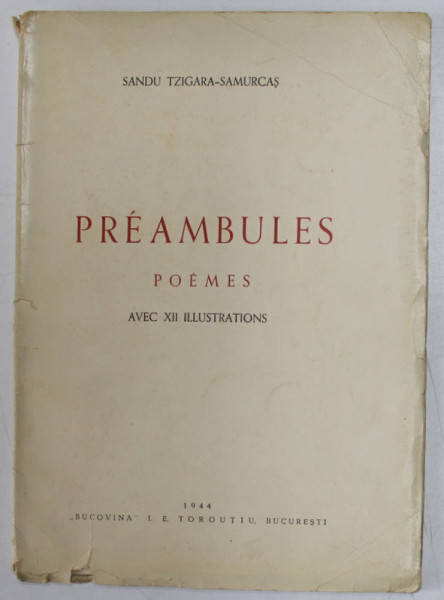 PREAMBULES POEMES - SANDU TZIGARA SAMURCAS -1944