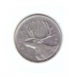 Moneda Canada 25 cents/centi 1984, stare buna, curata, America de Nord, Nichel