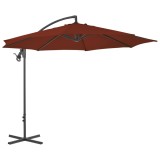 Umbrelă suspendată cu st&acirc;lp din oțel, cărămiziu, 300 cm