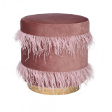 Scaun puf din lemn masiv cu tapiterie roz inchis SKR015, Scaune