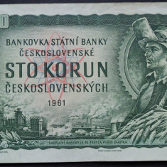 Bancnota 100 KORUN / COROANE - RS CEHOSLOVACIA, anul 1961 * Cod 24