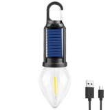 Bec cu panou solar gradina, camping, 5W, cu carlig de prindere, 3 moduri de
