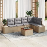 vidaXL Set Canapea Grădină 6 pcs Bej, gri deschis Ratan și oțel