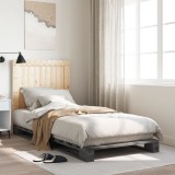 VidaXL Cadru de pat cu tăblie, gri, 90x200 cm, lemn masiv de pin