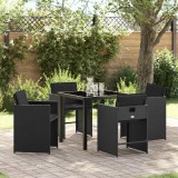 vidaXL Set de masă pentru grădină 5 pcs Negru poliratan