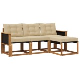 vidaXL Set de canapele de exterior cu pernă 4 pcs Natural și Bej 3381865