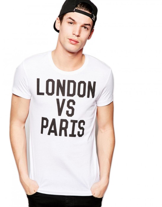 Tricou alb barbati - London vs Paris - S