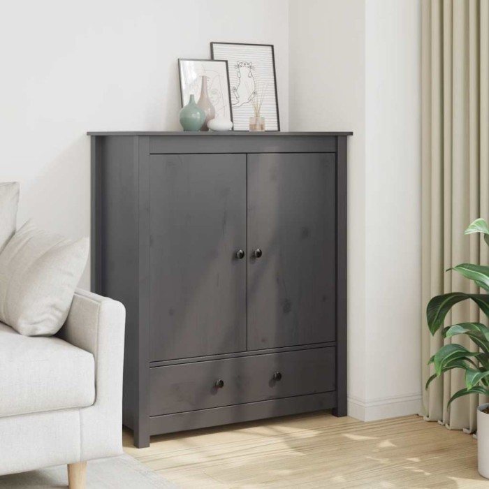 vidaXL Servantă, gri, 83x41,5x100 cm, lemn masiv de pin