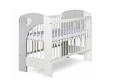 Patut Lemn Copii Klups Nel Heart Alb Gri 120x60 cm, 3 Nivele, Gratii Detasabile, MDF si Pin
