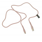 Cablu cu conectori USB-A tata la USB-C tata, Maxlife 75816, incarcare, transfer date, 3A, lungime 100cm, roz