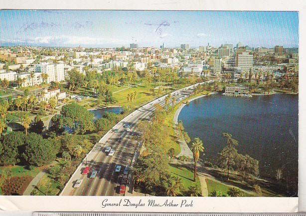 bnk cp USA SUA - Los Angeles - Parcul MacArthur - circulata