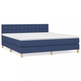 Cumpara ieftin Pat box spring cu saltea, albastru, 180x200 cm, material textil