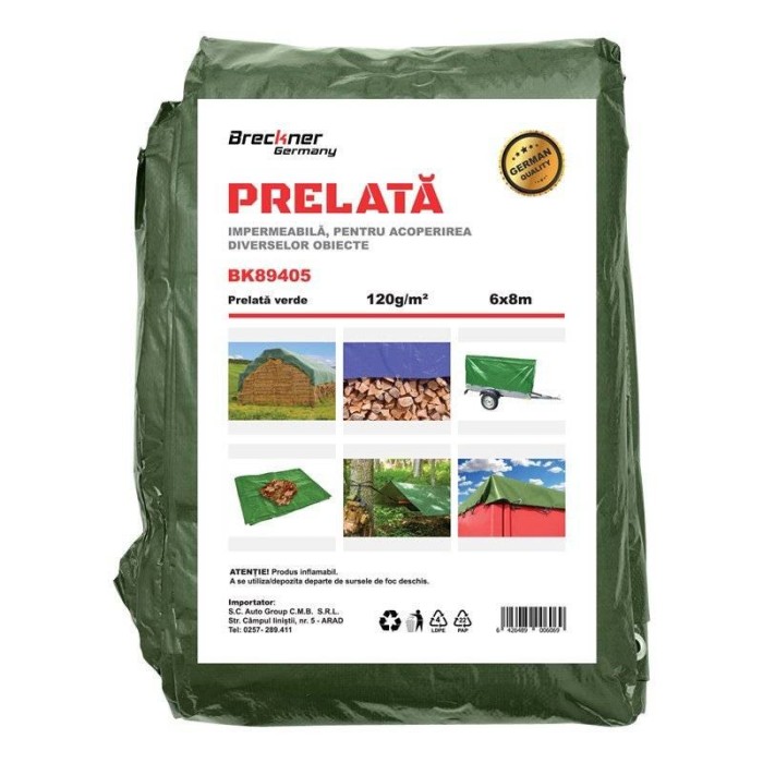 Prelata impermeabila 6x8 metri piscine , utilaje de constructii , remorci , barci , terase, auto 120g/m2