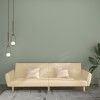 Canapea Extensibila 2 Locuri vidaXL Crem Textil 220x84.5x69cm, Cadru Lemn, Multifunctionala - Pat Oaspeti, Living, Dormitor