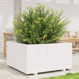 VidaXL Jardinieră de grădină, alb, 90x90x49,5 cm, lemn masiv de pin