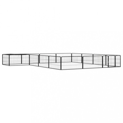 Țarc c&amp;acirc;ini 16 panouri negru 100x50 cm oțel vopsit electrostatic foto