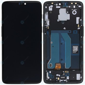 OnePlus 6 (A6000, A6003) Capacul frontal al modulului de afișare + LCD + digitizer negru la miezul nopții foto