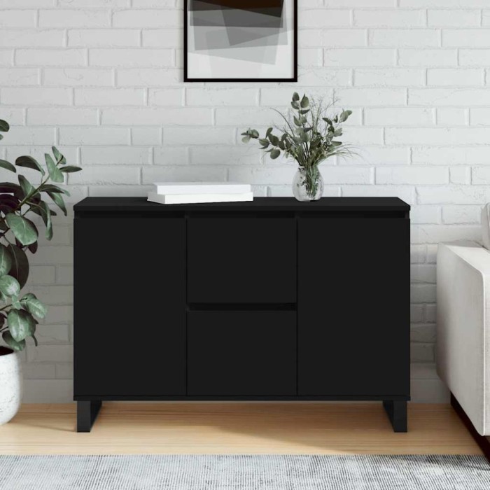Servantă, negru, 101,5x35x70 cm, lemn prelucrat