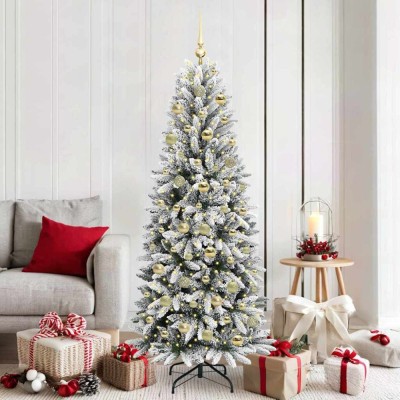 vidaXL Brad de Crăciun artificial cu 300 LED Alb 73 x 73 x 180 cm 3396049 foto