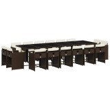 Cumpara ieftin Set mobilier de gradina cu perne, 17 piese, maro, poliratan
