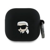 Husa pentru apple airpods 4 - karl lagerfeld silicone karl head 3d - black