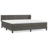 Cumpara ieftin Pat box spring cu saltea, gri inchis, 200x200 cm, catifea