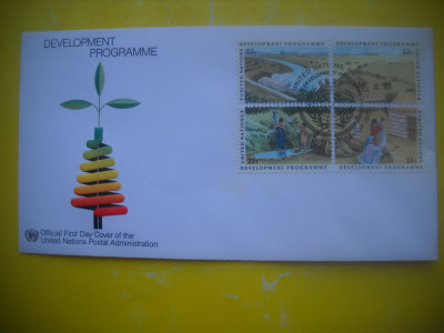 HOPCT PLIC FDC S 1551 PROGRAM DEZVOLTARE 1986 -ONU NATIUNILE UNITE -NEW YORK foto