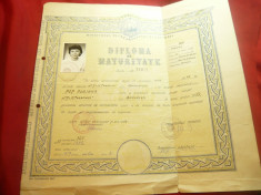 Diploma de Maturitate 1959 Scoala Medie IL Caragiale Bucuresti foto