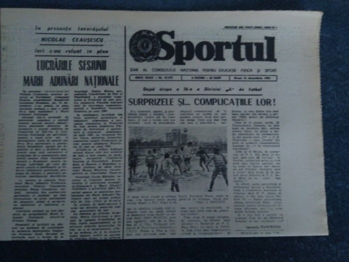 ZIARUL SPORTUL 16 DECEMBRIE 1983