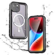 Husa impermeabila iPhone 15 ShellBox Waterproof IP68 MagSafe, negru