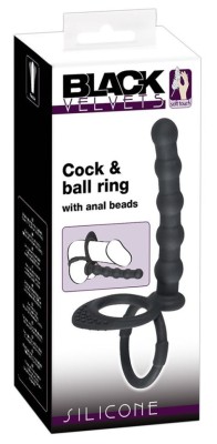 Inel pentru penis/testicule cu un stimulator anal Cock &amp;amp; ball ring (19 cm) foto