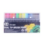 Set 24 Carioci, pe Baza de Apa, 2 Tipuri de Varf, 1-2 mm, 0.4 mm, Corp Carioca Negru, din Plastic, Multicolor