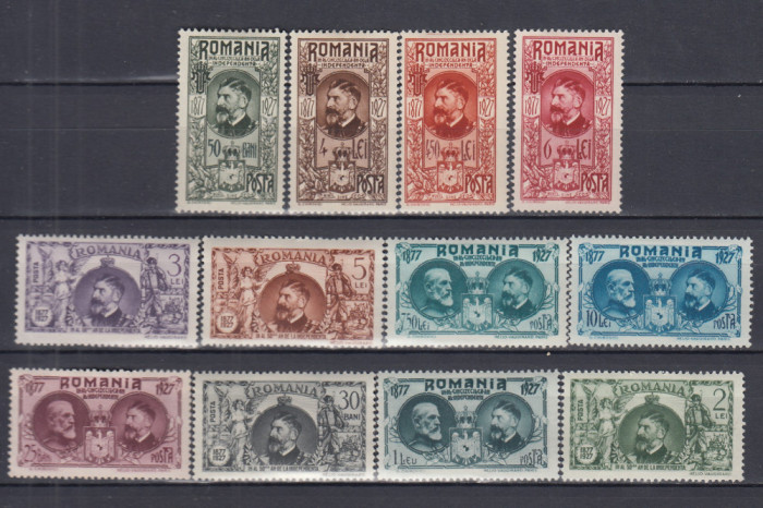 ROMANIA 1927 LP 76 SEMICENTENARUL INDEPENDENTEI SERIE SARNIERA