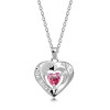 Colier din argint 925 &ndash; conturul inimii, zircon inimă roz, inscripția &bdquo;LOVE YOU MOM&rdquo;