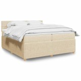 Cumpara ieftin Pat box spring cu saltea, crem, 200x200 cm, textil