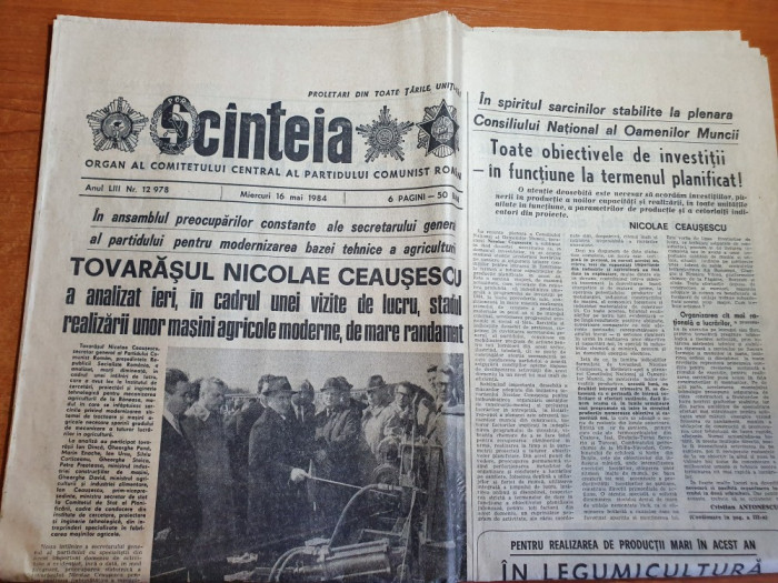 scanteia 16 mai 1984-articol rulmentul romanesc brasov,barlad si alexandria