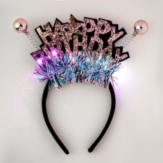 Bentita Party, Model Happy Birthday, LED, Multicolor, 3 Functii, Baterii Incluse