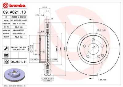 BREMBO 09.A621.11 PRIME LINE - UV Coated Disc frana foto