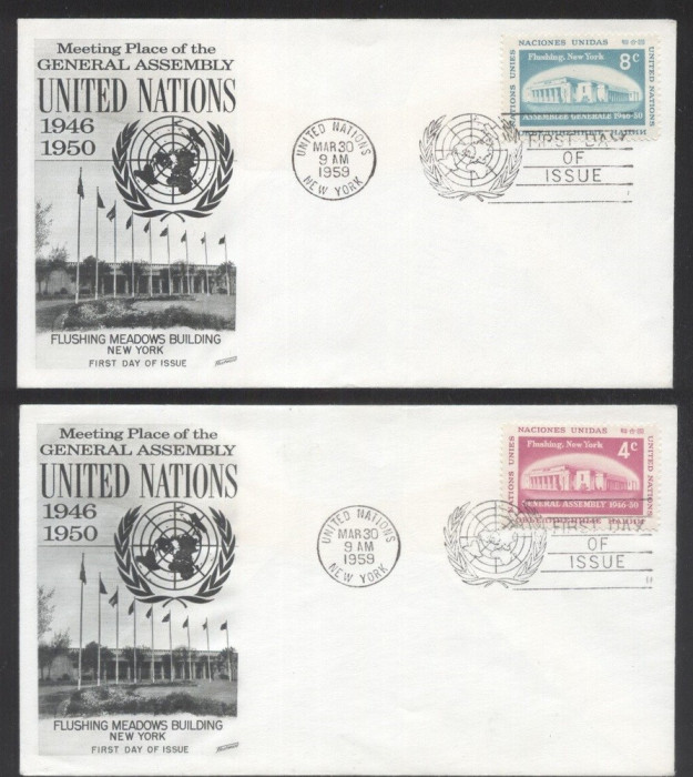 UN New York 1959 Flushing NY Mi.76-77 FDC UN.050