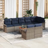 vidaXL Set de canapele pentru grădină 9 pcs Gri și albastru marin 3356015