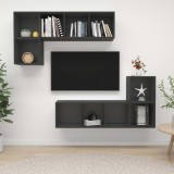 Cumpara ieftin Set de dulapuri TV, 4 piese, gri, lemn prelucrat