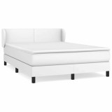 Cumpara ieftin Pat box spring cu saltea, alb, 140x200 cm, piele ecologica