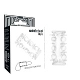 Manșon pentru penis ADDICTED TOYS Rings Set For Penis, pentru &icirc;ngroșare și stimulare, textură cu bile și puncte, lungime 7.2 cm, transparent